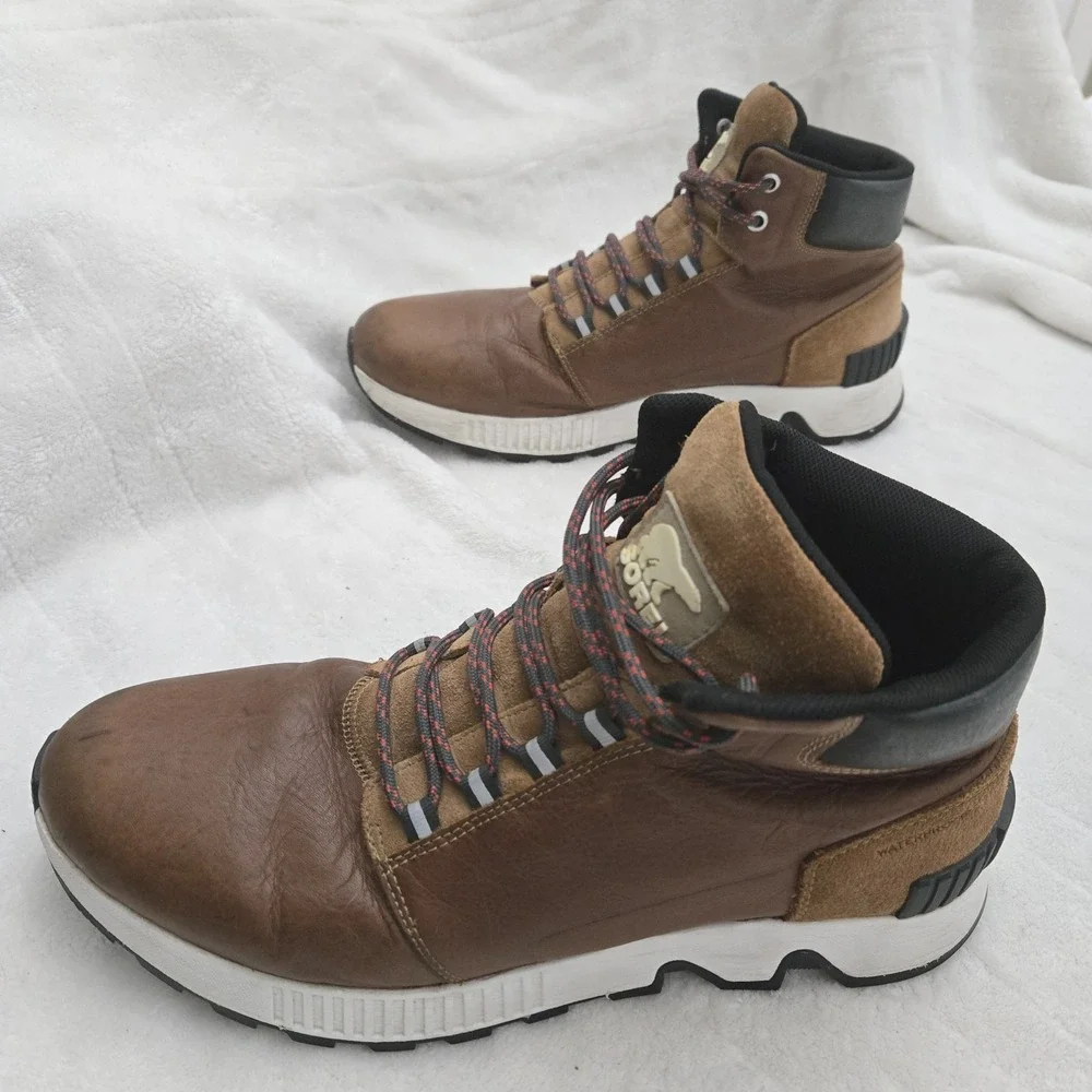 Sorel Brown Leather & Suede Lace-Up Rain & Snow Boots